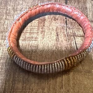 Masii Handcrafted Pink and Gold Wrapped Bangle Bracelet